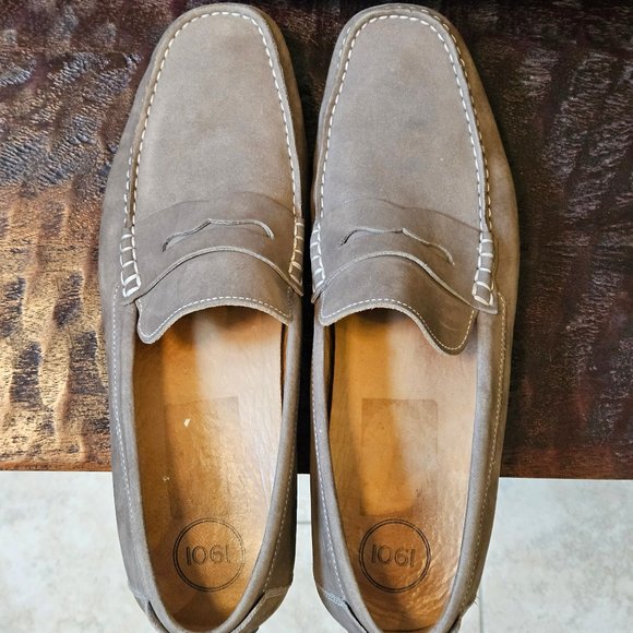 1901 Men's Leather/Nubuck Loafers, Gray, Sz 13 - Picture 6 of 16